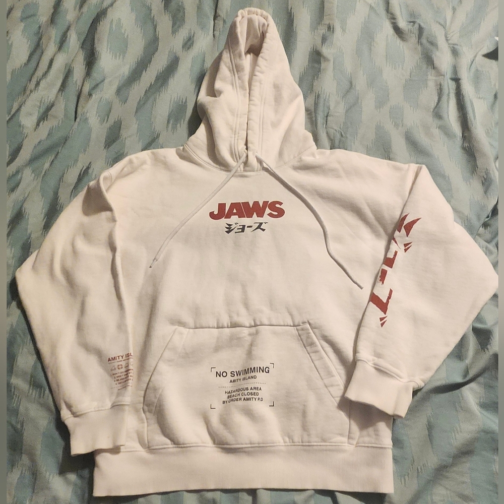H&M White and Red Jaws Hoodie